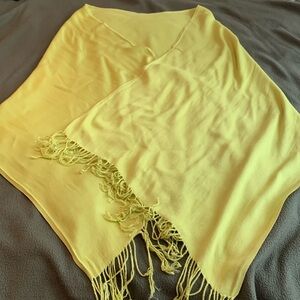 Unbranded yellow/green fringed shawl.  Approximately 68” x 21 1/2”
